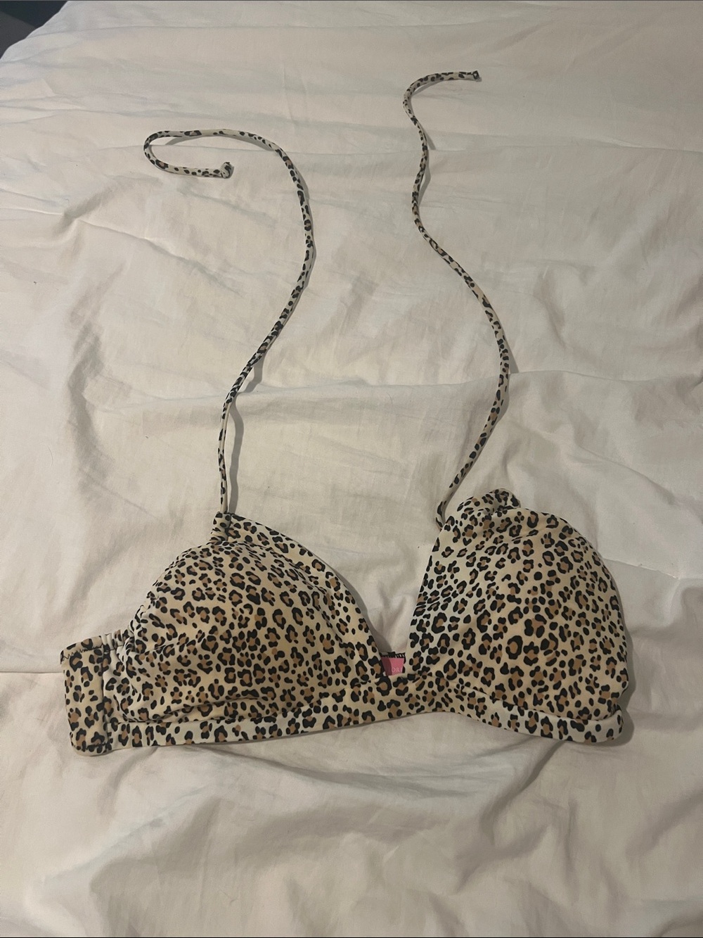 Victoria’s Secret Leopard Print Triangle Bikini Top - Beige/Black